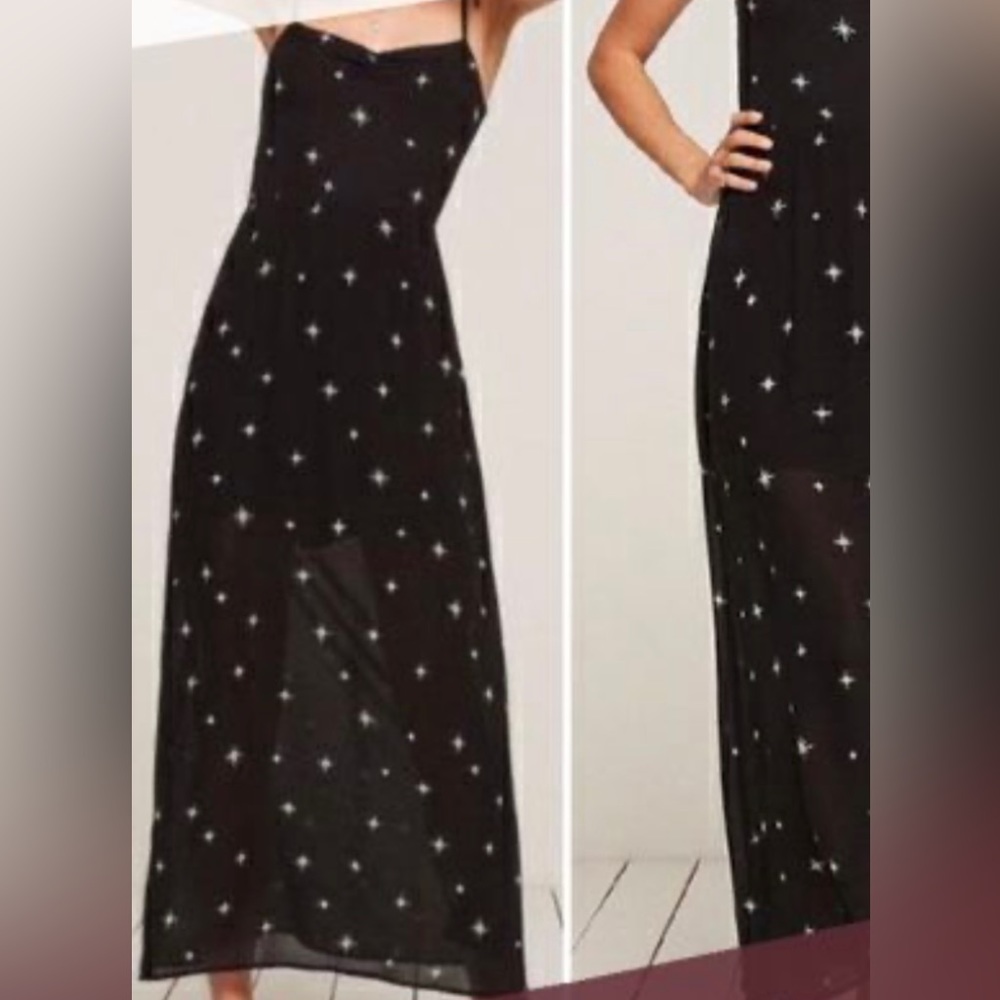 Reformation black and white star print maxi dress